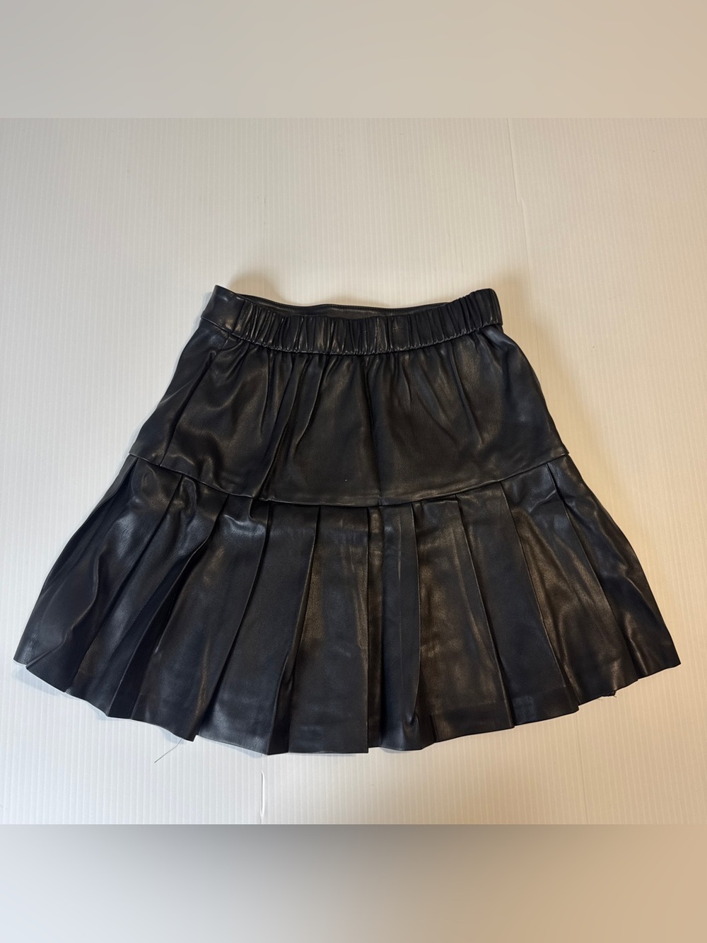 Bar III Black Faux Leather Pleated Mini Skirt XS Y2K Preppy Tennis Goth Grunge - Picture 4 of 7